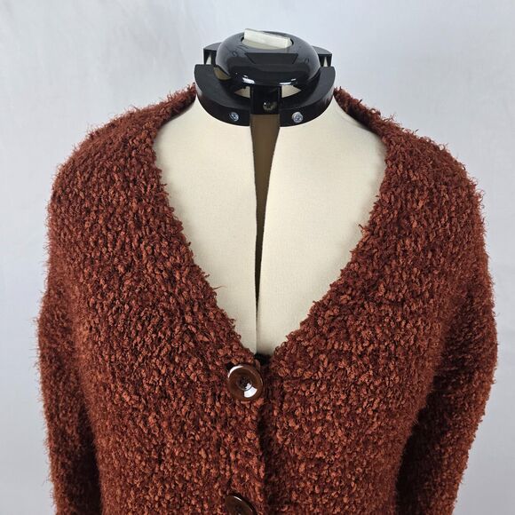 Shein Cardigan Women's One Size (large) Copper Button Closure Long Sleeve V-Neck - Picture 2 of 16